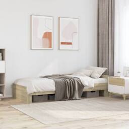 Berkfield Home Bed Frame without Mattress Sonoma Oak 100x200 cm Engineered Wood in Brown - thumbnail 1