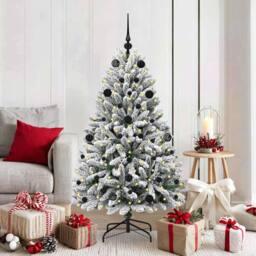 Berkfield Home Artificial Christmas Tree Green & White 150 cm PVC & Metal - thumbnail 1