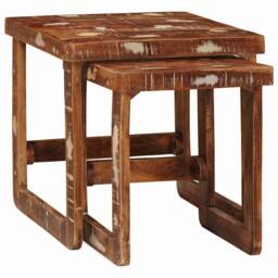 Berkfield Home Beautiful End Tables Multicolour Solid reclaimed wood - thumbnail 3