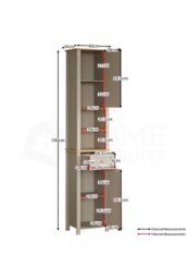Home Discount Bath Vida Priano Mirrored 2 Door 1 Drawer With Shelves Tall Cabinet Bathroom Storage 1900 x 400 x 300 mm in Grey - thumbnail 2