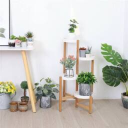 Kelvenix 4 Tier Wood Plant Pot Stand Indoor in Brown