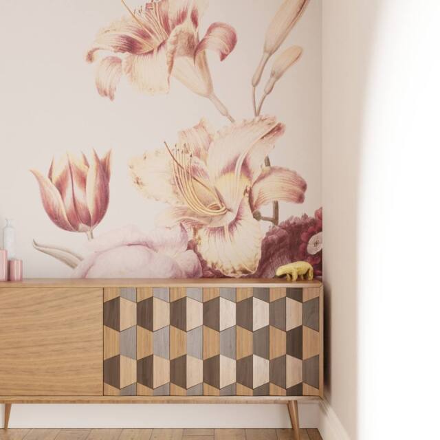 Superfresco Easy Antique Floral Grey Peach Print To Order 3m x 2.8m Mural - image 1