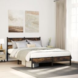 Berkfield Home Bed Frame without Mattress with Headboard Sonoma Oak 160x200 cm in Brown - thumbnail 1
