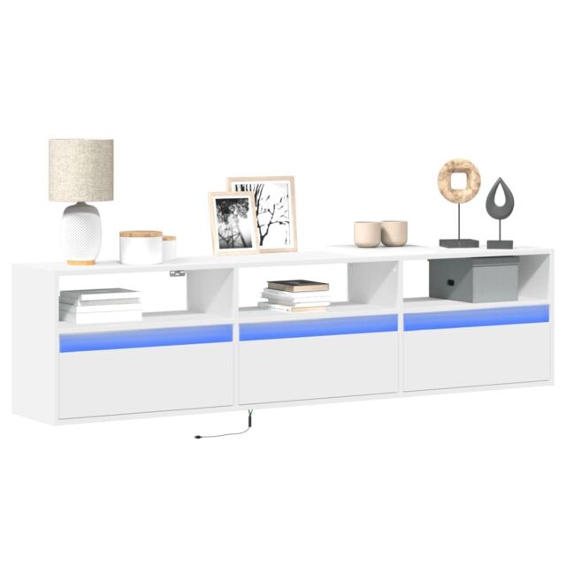 Berkfield Home TV Wall Cabinet with LED White 180x31x45 cm - Size: 180 x 31 x 45 cm - image 1