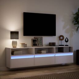 Berkfield Home TV Wall Cabinet with LED White 180x31x45 cm - Size: 180 x 31 x 45 cm - thumbnail 5