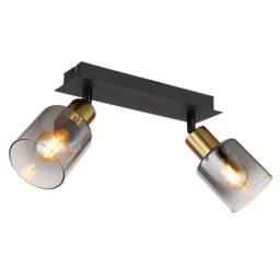 Netlighting Hollsy Twin Ceiling Spotlight Matt Black Smoke Glass Shade 2x E14