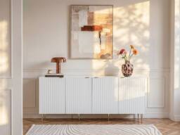 Vente-unique 4 - Door Buffet - MDF & Steel - White & Gold - YESINIA - thumbnail 3