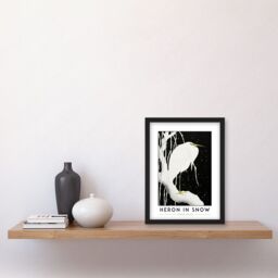 Artery8 Ohara Koson Heron In Snow Painting Artwork Framed Wall Art Print A4 in Black - thumbnail 2