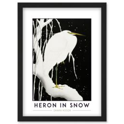 Artery8 Ohara Koson Heron In Snow Painting Artwork Framed Wall Art Print A4 in Black - thumbnail 1
