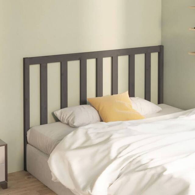Berkfield Home Beautiful Bed Headboard Grey 146x4x100 cm Solid Wood Pine - Size: 146 x 4 x 100 cm - image 1