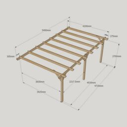 Rutland County Garden Furniture Ltd Wall Mounted Garden Pergola 3 Posts, Wood, L420 x W540 x H270cm, Brown in Green - thumbnail 4