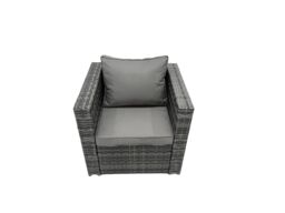 Fimous Rattan Dining Table Sofa Set with 2 Side Tables Outdoor 8 Seat in Dark Grey - thumbnail 6