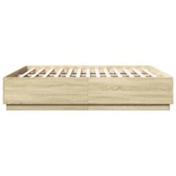 Berkfield Home Durable Bed Frame with LED without Mattress Sonoma Oak 200x200 cm in Light Oak - thumbnail 7