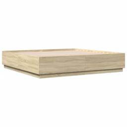 Berkfield Home Durable Bed Frame with LED without Mattress Sonoma Oak 200x200 cm in Light Oak - thumbnail 1