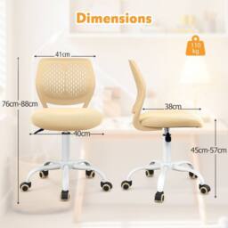 Costway Kids Desk Chair Ergonomic Adjustable Children Study Chair in Ecru - thumbnail 3