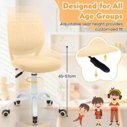 Costway Kids Desk Chair Ergonomic Adjustable Children Study Chair in Ecru - thumbnail 6