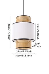 Living and Home Rattan-Woven Pendant Light in Natural - thumbnail 4