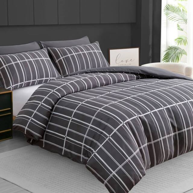 Grace Premium Microfiber Reversible Double Duvet Set Ultrasoft Bedding in Charcoal - Size: Single - image 1
