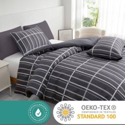 Grace Premium Microfiber Reversible Double Duvet Set Ultrasoft Bedding in Charcoal - Size: Single - thumbnail 5