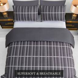 Grace Premium Microfiber Reversible Double Duvet Set Ultrasoft Bedding in Charcoal - Size: Single - thumbnail 2