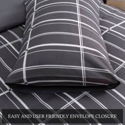 Grace Premium Microfiber Reversible Double Duvet Set Ultrasoft Bedding in Charcoal - Size: Single - thumbnail 7