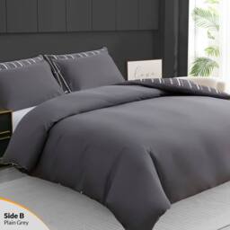 Grace Premium Microfiber Reversible Double Duvet Set Ultrasoft Bedding in Charcoal - Size: Single - thumbnail 4