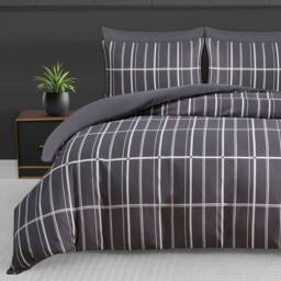 Grace Premium Microfiber Reversible Double Duvet Set Ultrasoft Bedding in Charcoal - Size: Single - thumbnail 3