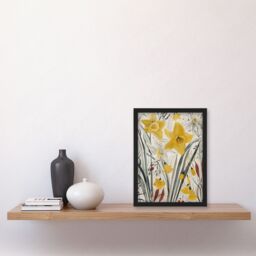 "Artery8 Daffodils Floral Artwork Spring Wildflowers Framed Art Print in Yellow - Size: W12"" x H16""" - thumbnail 4