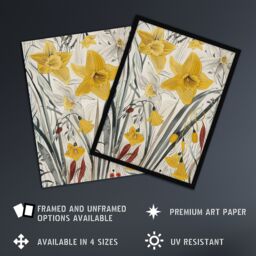 "Artery8 Daffodils Floral Artwork Spring Wildflowers Framed Art Print in Yellow - Size: W12"" x H16""" - thumbnail 2