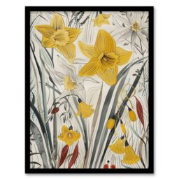 "Artery8 Daffodils Floral Artwork Spring Wildflowers Framed Art Print in Yellow - Size: W12"" x H16""" - thumbnail 1