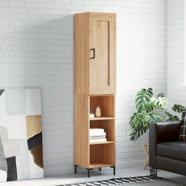 Berkfield Home Highboard Sonoma Oak 34.5x34x180 cm Engineered Wood in Brown - image 1
