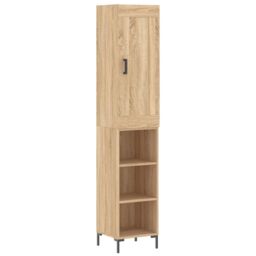 Berkfield Home Highboard Sonoma Oak 34.5x34x180 cm Engineered Wood in Brown - thumbnail 2