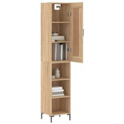 Berkfield Home Highboard Sonoma Oak 34.5x34x180 cm Engineered Wood in Brown - thumbnail 3