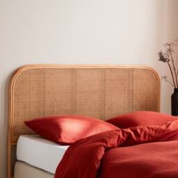 sweeek Natural Rattan Headboard Queen Bed 160cm in Light Brown - thumbnail 3