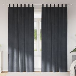 Berkfield Home Blackout Curtains with Hanging Loops 2 pcs Light Grey Velvet