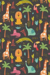 Hoopla Walls Safari Boogie 10m Matt Wallpaper in Black - thumbnail 2