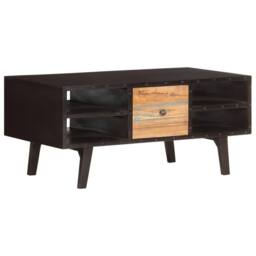 Berkfield Home Coffee Table 100x50x45 cm Solid Reclaimed Wood in Black - Size: 100 x 50 x 45 cm - thumbnail 7