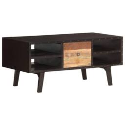 Berkfield Home Coffee Table 100x50x45 cm Solid Reclaimed Wood in Black - Size: 100 x 50 x 45 cm - thumbnail 8
