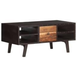 Berkfield Home Coffee Table 100x50x45 cm Solid Reclaimed Wood in Black - Size: 100 x 50 x 45 cm - thumbnail 2