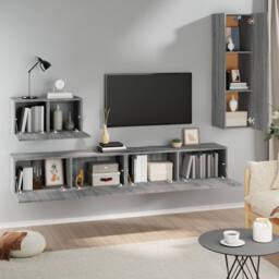 Berkfield Home 4 Piece TV Cabinet Set Grey Sonoma Engineered Wood - thumbnail 3
