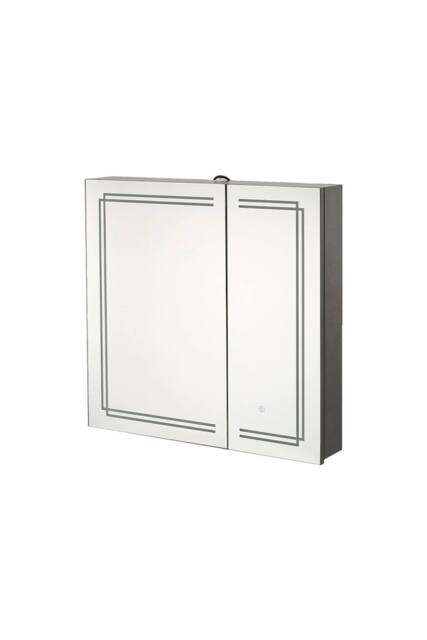 Living and Home Wall-mounted Bathroom Mirror Cabinet with Led Lights in Black - image 1