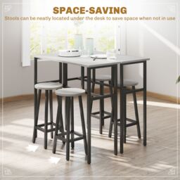 HOMCOM 6-Piece Bar Table Set, 2 Breakfast Tables with 4 Stools, Counter Height Dining Tables & Chairs for Kitchen, Living Room in Grey - thumbnail 6
