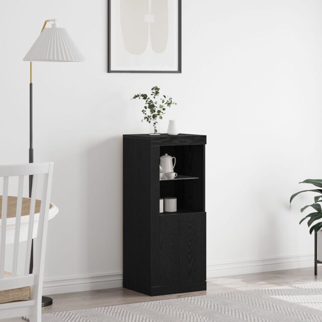 Berkfield Home Sideboard with LED Lights Black Oak 41x37x100 cm - Size: 41 x 37 x 100 cm - image 1