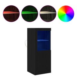 Berkfield Home Sideboard with LED Lights Black Oak 41x37x100 cm - Size: 41 x 37 x 100 cm - thumbnail 4