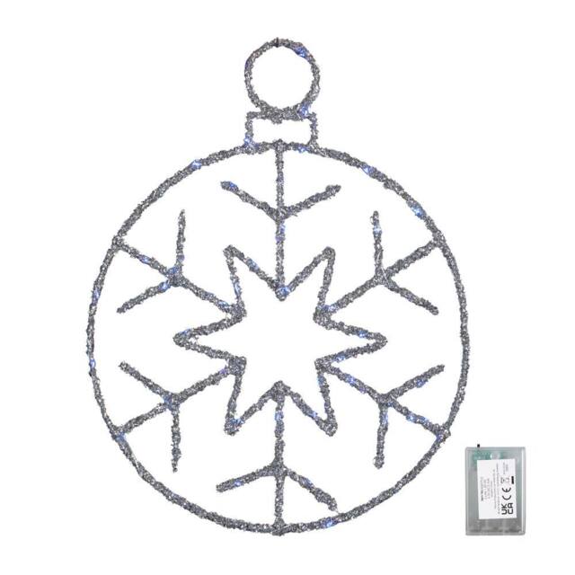Samuel Alexander 49cm Silver Christmas Snowflake Ball with Blue Twinkling LEDs - image 1