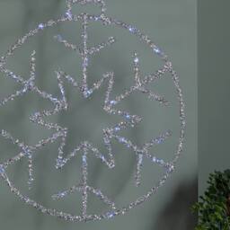 Samuel Alexander 49cm Silver Christmas Snowflake Ball with Blue Twinkling LEDs - thumbnail 4
