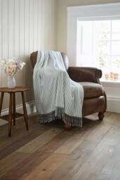 Lobster Creek Salcombe Stripe Supersoft Yarn Dyed Jacquard Woven Throw in Blue - Size: 130 cm x 170 cm - thumbnail 1