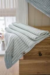 Lobster Creek Salcombe Stripe Supersoft Yarn Dyed Jacquard Woven Throw in Blue - Size: 130 cm x 170 cm - thumbnail 2