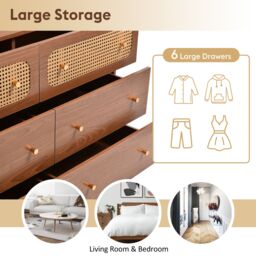 Matteo Rattan Sideboard Cabinet for Living Room, 40D x 120W x 90H in Walnut - thumbnail 6