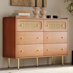 Matteo Rattan Sideboard Cabinet for Living Room, 40D x 120W x 90H in Walnut - thumbnail 8